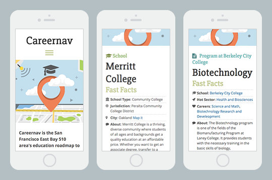 Careernav responsive website mobile view